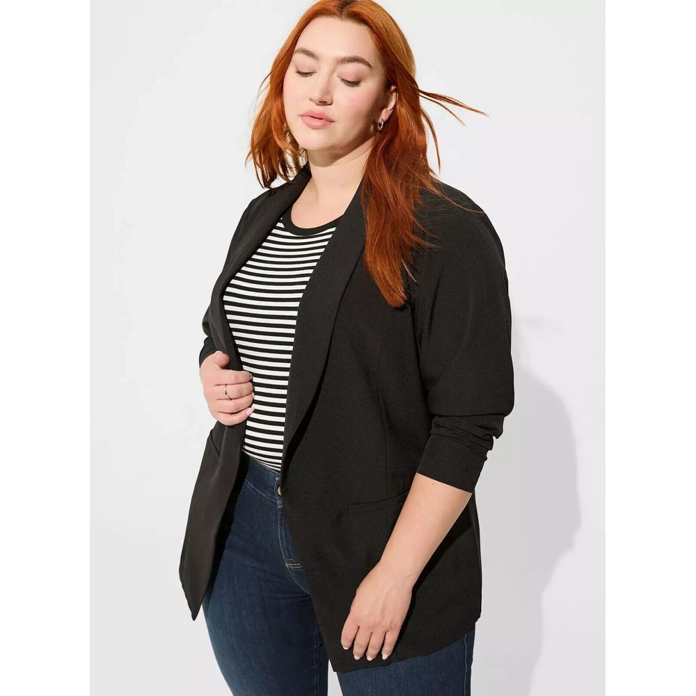Plus Size Black Open-Front Blazer Jacket TORRID